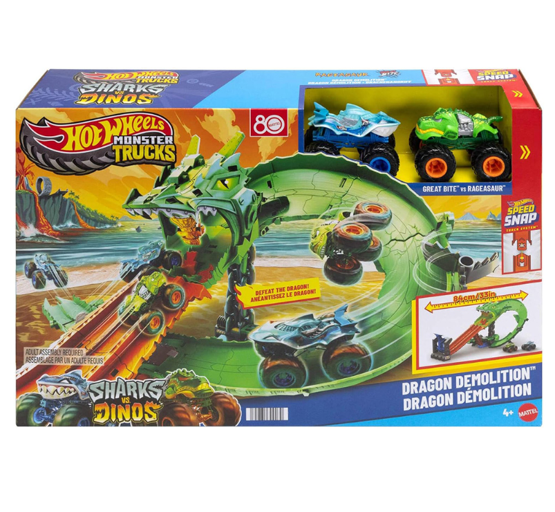 Pista Hot Wheels Monster Trucks Dragon Demolition (JFR06) - Mattel Original
